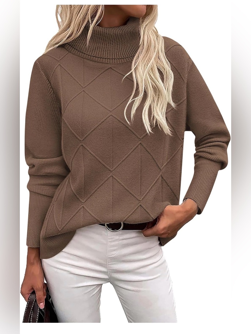 🆕Turtleneck Diamond Knit Sweater